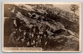 WW1 Soldiers Showing Off Puppies Dogs Hillside Encampment Tents Postcard... - £11.75 GBP