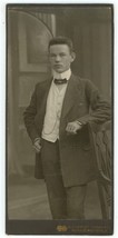 Circa 1900&#39;S Cabinet Card Handsome Young German Man in High Collar Suit &amp; Tie - £9.58 GBP