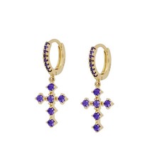 925 Sterling Silver Hoop Earrings for Women Simple ins Purple color Water Drop/C - £11.53 GBP