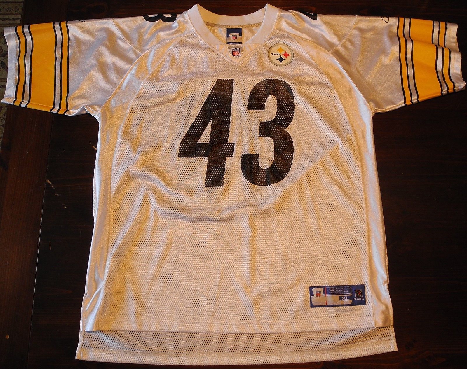 Troy Polamalu Number #43 Jersey Pittsburgh Steelers Reebok Jersey Adult XL White - $25.00