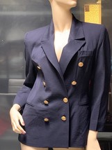 Armani Collezoni Double Breasted Stretch Jacket Sz 2 Black Mrsp $1725 - $130.28