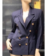 Armani Collezoni Double Breasted Stretch Jacket Sz 2 Black Mrsp $1725 - $2,402.86 MXN