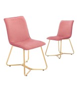 18Inch Upholstered Dining Chair With Polished Gold Metal Frame, Set Of 2... - £209.13 GBP