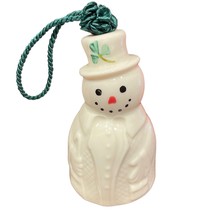 Belleek Irish Snowman Christmas Ornament Bell Shamrock Clover Fine Porcelain - £15.81 GBP