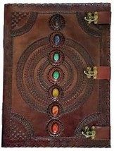 Leather Journal with Latches - 7 Stone Blank Book with Magnetic Closure - €165,17 EUR