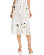 French Connection Embroidered Eyelet MIDI Skirt, Size 0 - White - $89.10