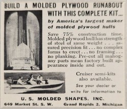 1956 Print Ad Plywood Runabout Boat Kits US Molded Shapes Grand Rapids,M... - $6.49
