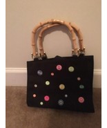 Vtg Madison Studio Polka Dot Hand Bag Bamboo with Handles Purse Lined - £33.33 GBP