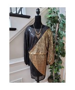 ELOQUII Bodycone Dress Women's Size 28 Black Gold 100% Polyester Long Sleeves  - $79.20