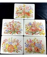 Set Of 5 Vintage Place Mats Flowers On The Veld Hope Poland 7.5x10” - $17.46