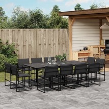  Garden Dining Set Black Tempered Glass Large Foldable - $2,227.29 CAD