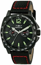 NEW Invicta 0857 II mens Stainless Steel Black Leather Watch luminous day date - £63.25 GBP