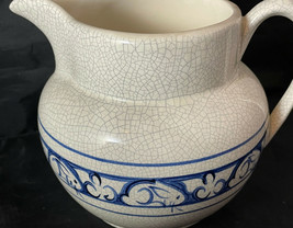 Stoneware Pitcher Crackled Look w Blue Design FIRM The Potting Shed - £23.59 GBP