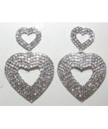 Badgley Mischka Double Heart CZ Silver Tone Dangle Earrings - $39.99