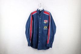 Vtg 90s NASCAR Mens Large Faded Spell Out Jeff Gordon Racing Button Down Shirt - £34.91 GBP