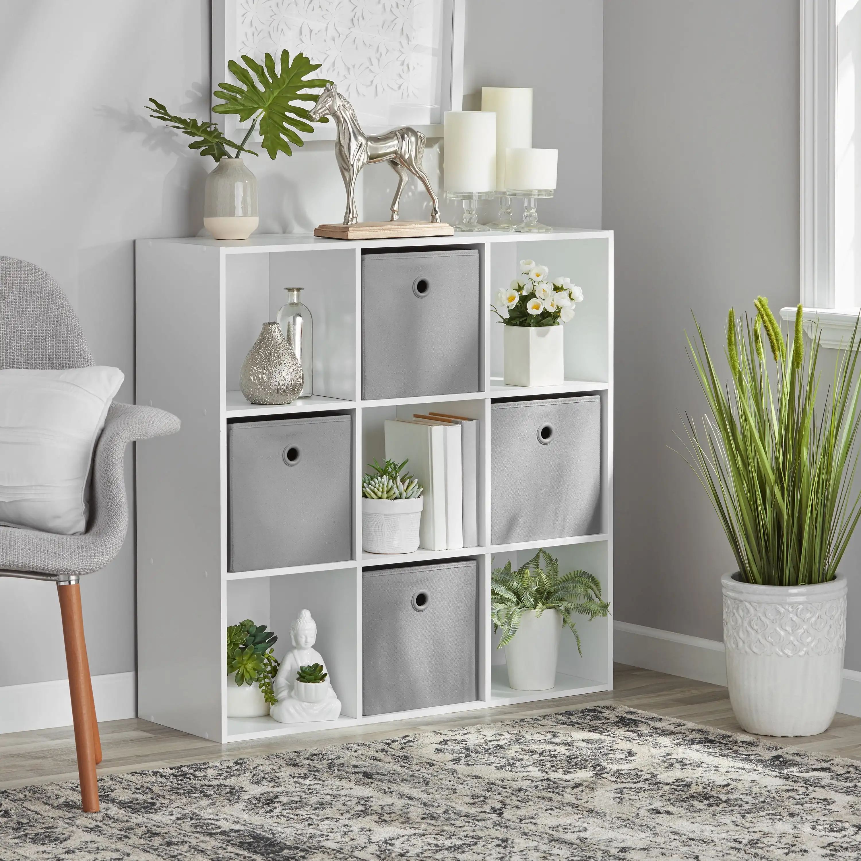 11&quot; 9-Cube Storage Organizer White Stylish 9-cube Organizer Bookcase Easy To Ass - £48.58 GBP