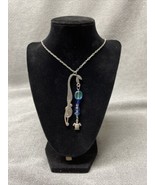 Silver Tone Beaded Turtle Mermaid Charm Necklace Fashion Jewelry Estate ... - $27.12 CAD