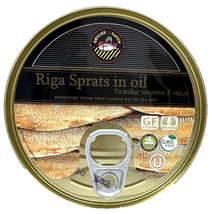 Sprats Riga Smoked (12 Pack) Gold Star 5.6 Oz Tins in Vegetable Oil Latvia - £45.19 GBP