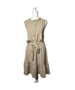 DKNY  Size 12 Sleeveless Midi Dress Ruffle Neck Tie Waist Casual Sundres... - $21.51