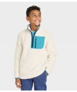 Boys&#39; Medium 8/10 Faux Shearling Fleece Quarter Zip Mock Neck Sweatshirt... - $19.13 CAD