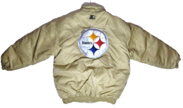 Pittsburgh Steelers Starter NFL Tan Puffer Jacket Mens Size L Big Logo P... - £45.26 GBP