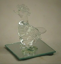 Miniature Clear Glass Duck or Goose Figurine on Mirror Base Shadowbox Decor - £7.75 GBP