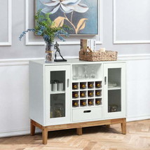 Wine Storage Cabinet Sideboard Console Buffet Server Wood -White - £177.72 GBP