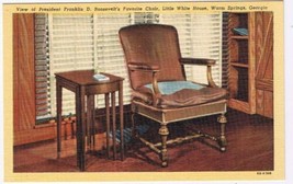 Georgia Postcard Warm Springs Little White House Roosevelt&#39;s Favorite Chair - £1.69 GBP