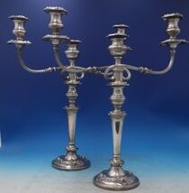 Silver on Copper Candelabra Pair Three-Light 20 inch #6449 - €416,50 EUR