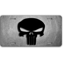 Punisher skull art  license plate car truck SUV tag black and silver - £13.55 GBP