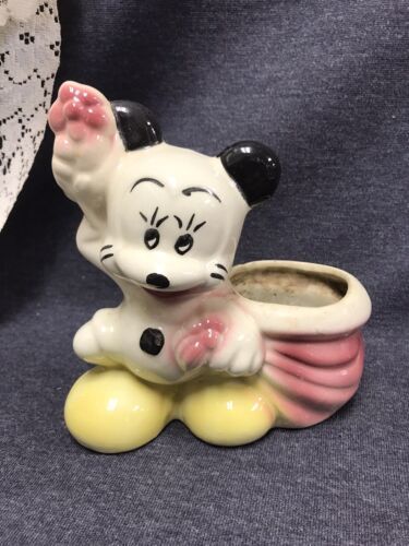 Rare Vtg Old Mickey Mouse 7” Walt Disney Ceramic Planter Baby Nursery Decor - £19.46 GBP