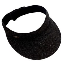 Capelli Black Glittery Straw Sun Visor Hat Cap Adjustable - $8.42
