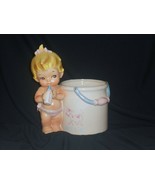 Lefton Girl BABY PLANTER Bottle Milk Pail #4642 - £55.02 GBP