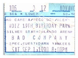 Mauvais Company Damn Yankees Concert Ticket Stub Septembre 1 1990 Orlando - £27.65 GBP