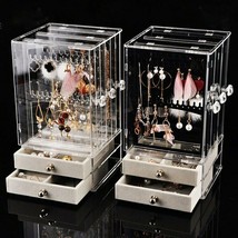 Jewelry Organizer Dust-proof Earring Jewelry Storage Box Necklace Display Stand - £43.43 GBP