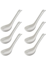 6 Chinese Soup Spoon White Ceramic Appetizer Canape Thai Japanese Saimin Asian - £7.83 GBP