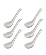 6 Chinese Soup Spoon White Ceramic Appetizer Canape Thai Japanese Saimin... - $9.89