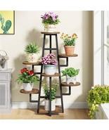 Modern Indoor Multi-Tier Plant Stand Black/ White Metal Frame and Wood S... - $3,769.63 MXN