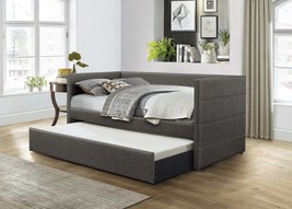 Modern Gray Daybed with Trundle | Fabric Upholstered - $622.99