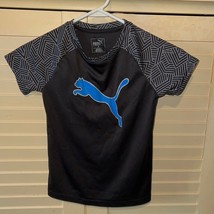 Puma Boys T-Shirt Black and Blue with Puma Logo Size 6 - £7.76 GBP