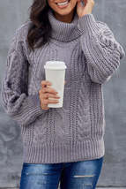 Gray Chunky Turtleneck Sweater - £29.22 GBP+