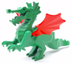 Lego Vintage Classic Castle Knights Green Dragon Figure Red Wings 6082 - £28.69 GBP