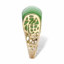 PalmBeach Jewelry Genuine Gold-Plated Silver Green Jade Lucky Symbols Dome Ring - £103.66 GBP