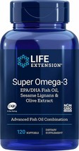 Life Extension Super Omega-3 Fish Oil EPA/DHA with Sesame Lignans Olive Extract - £21.86 GBP