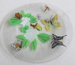 Peggy Karr Glass Handcrafted &quot; 22k Gold Butterflies &amp; Flowers&quot; Fused Collectible - £51.13 GBP