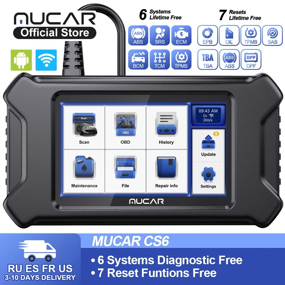 MUCAR CS6 Professional DIY Obd2 Scanner For Auto Lifetime Free All Car D... - £323.71 GBP