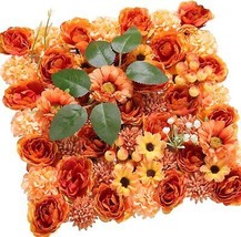 Fall Artificial Flowers Combo Box Set Orange Faux Hydrangeas Silk Rose Flower wi - £30.41 GBP