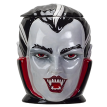 Dracula Ceramic Cookie Jar Bust with Lid Vampire Tiki Dracula Collectibl... - $28.49