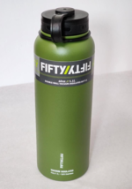 Green Fifty/Fifty 40oz Double Wall Insulated Stainless Steel Water Bottle New