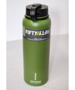 Green Fifty/Fifty 40oz Double Wall Insulated Stainless Steel Water Bottl... - £36.68 GBP